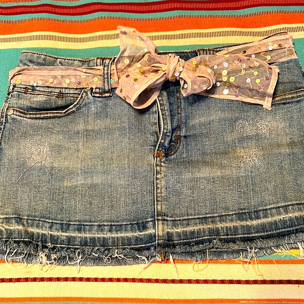 Distressed Denim Mini Skirt